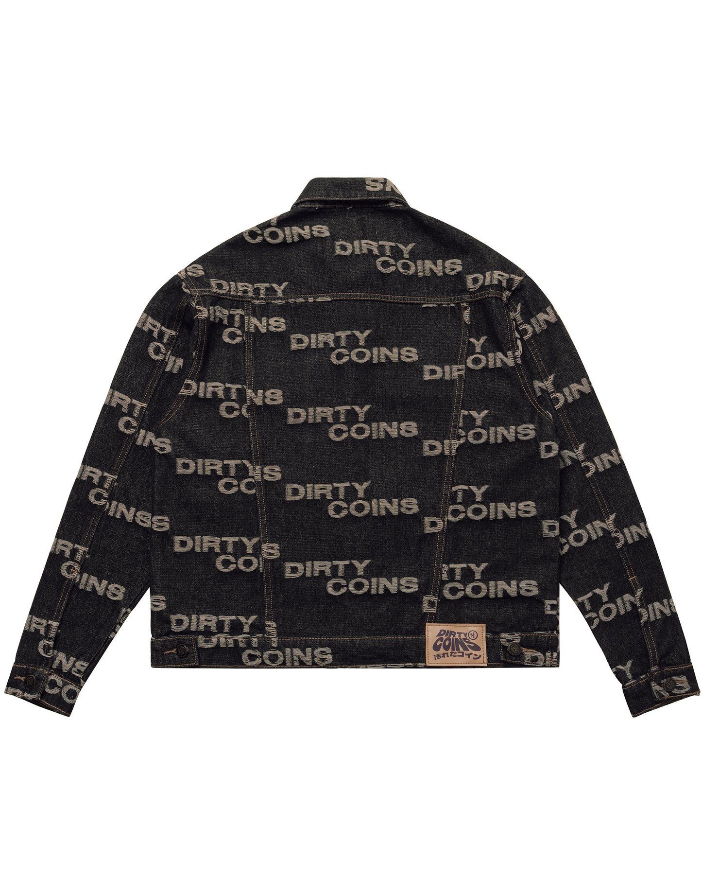 Frayed Logo Denim Jacket - Black
