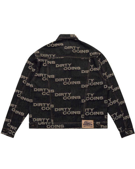 Frayed Logo Denim Jacket - Black